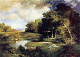 Thomas Moran A Pastoral Landscape painting